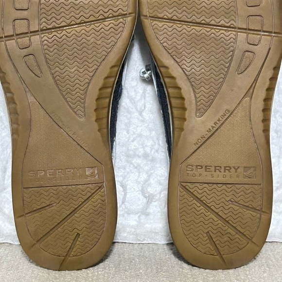 Sperry Womens Blue Leather/Fabric TopSider Boat Deck SlipOn Casual Shoes SZ 9 M - Picture 10 of 11